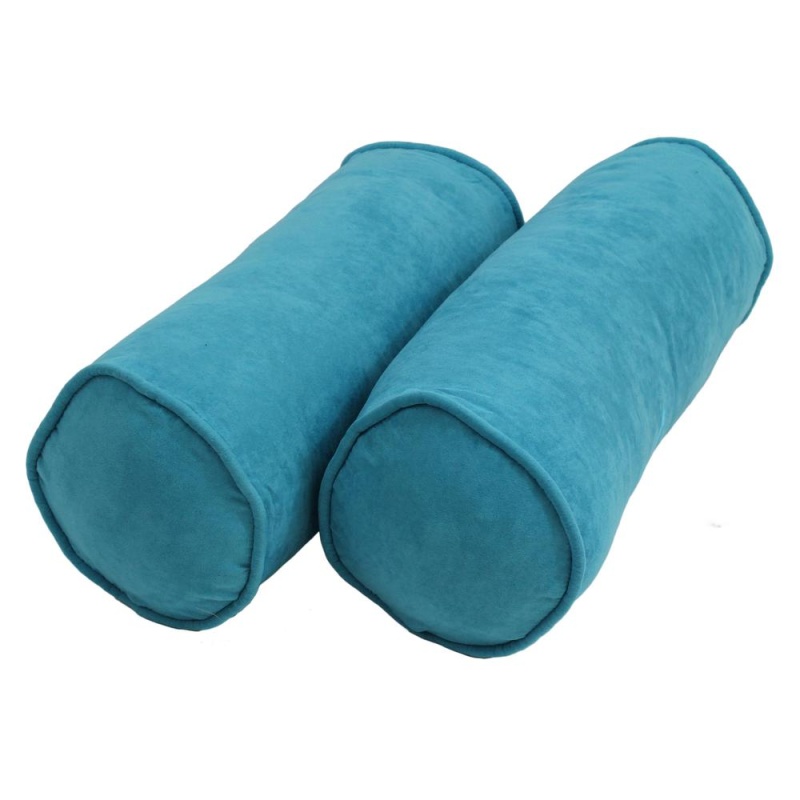 20-Inch by 8-Inch Double-Corded Solid Microsuede Bolster Pillows with Inserts (Set of 2)