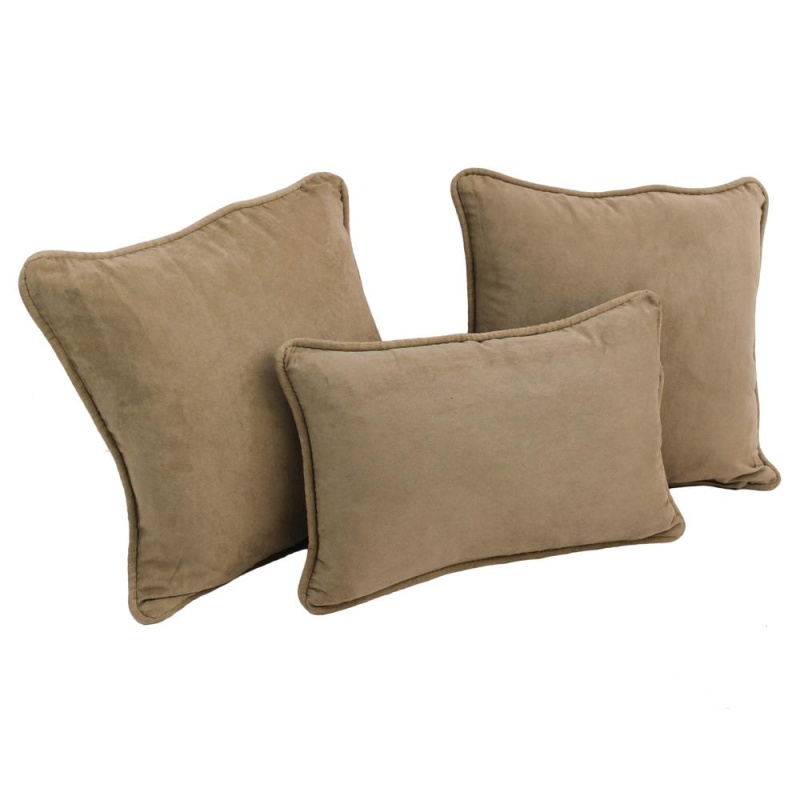Double-Corded Solid Microsuede Throw Pillows With Inserts (Set Of 3)