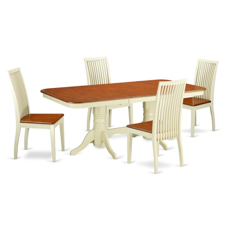 Dining Room Set Buttermilk & Cherry, Naip5-Bmk-w