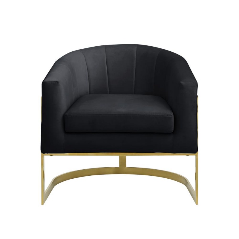 Traxmon Velvet Upholstered Accent Chair In Black