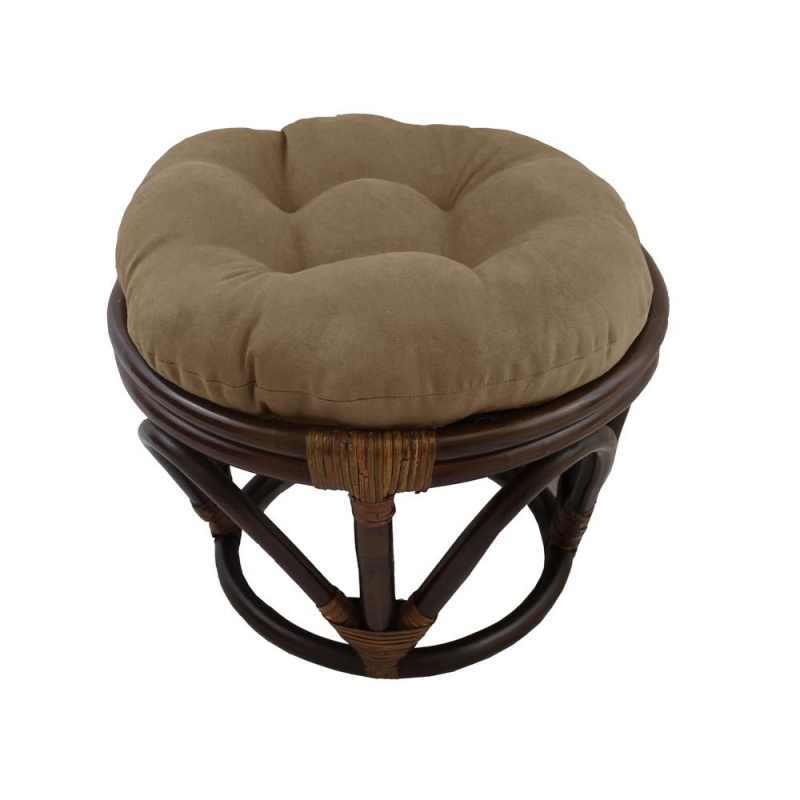 18-Inch Round Solid Microsuede Tufted Footstool Cushion