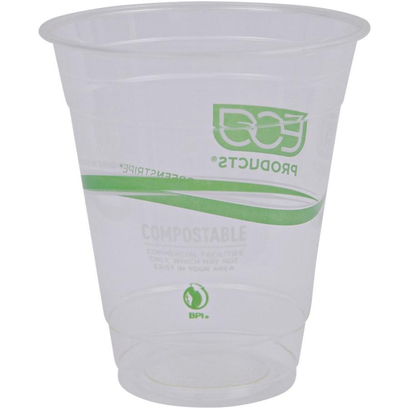 Eco-Products Greenstripe Cold Cups - 12 Fl Oz - 20 / Carton - Clear, Green - Polylactic Acid (Pla), Plastic - Cold Drink