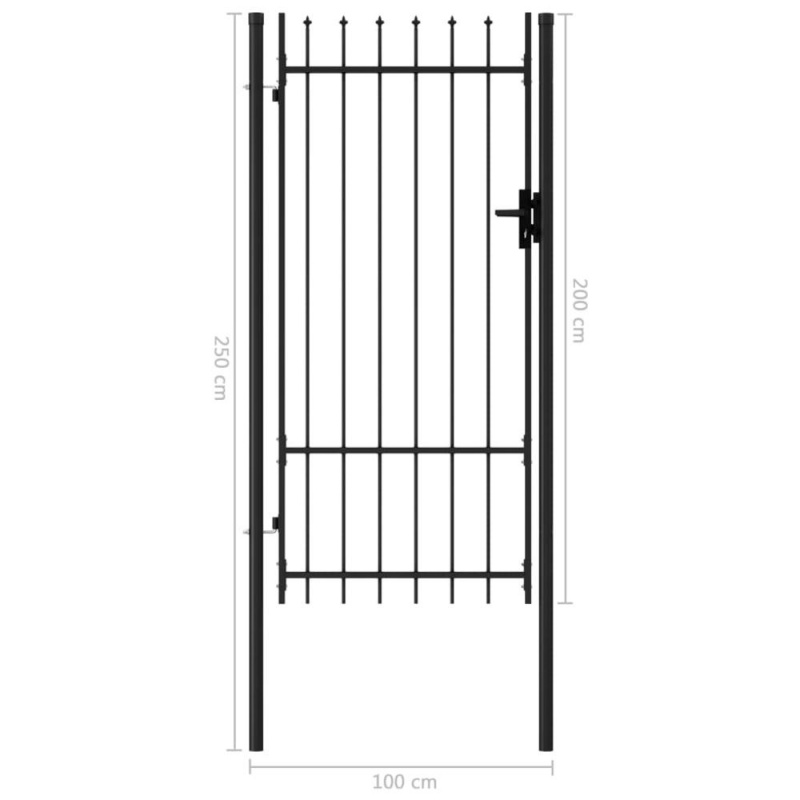 Vidaxl Fence Gate Single Door With Spike Top Steel 3.3'X6.6' Black