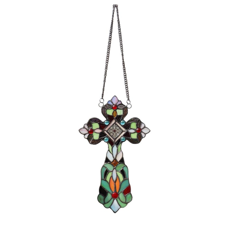 Chloe Lighting Adelina Victorian Tiffany-Style Stained Glass Window Panel, 13" Tall