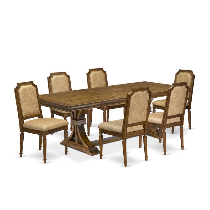 7 Piece Dark Grey Dining Table Set
