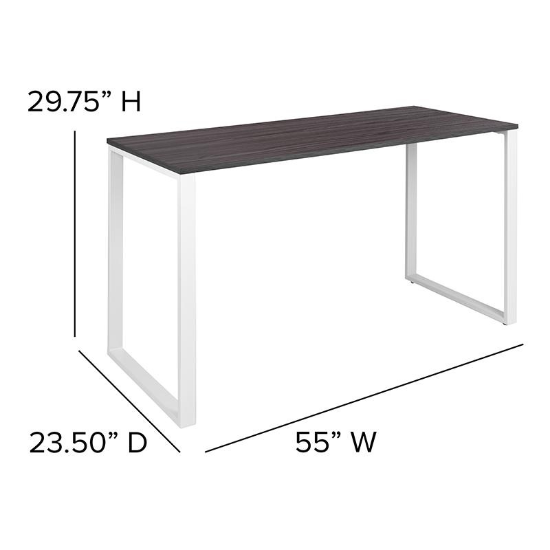 Modern Commercial Grade Desk Industrial Style Computer Desk Sturdy Home Office Desk - 55" Length - Gray