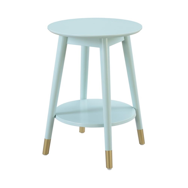 Wilson Mid Century Round End Table With Bottom Shelf