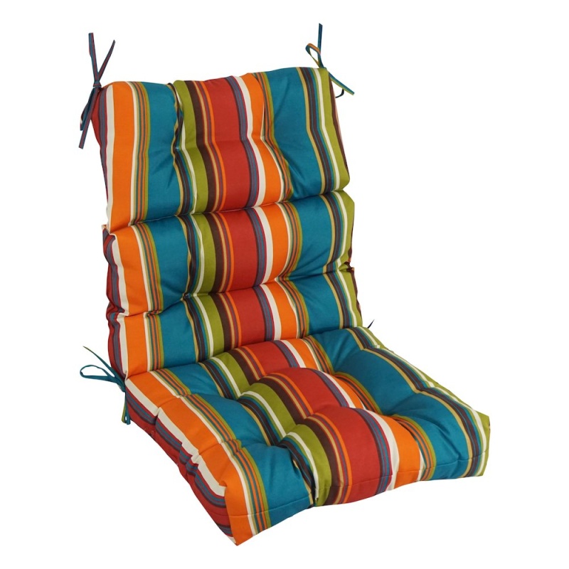 20-Inch By 42-Inch Spun Polyester Patterned Outdoor Tufted Chair Cushion
