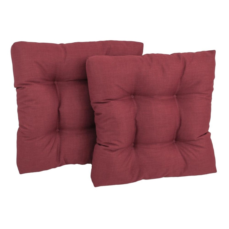 19-Inch Squared Solid Spun Polyester Tufted Dining Chair Cushions (Set of 2)