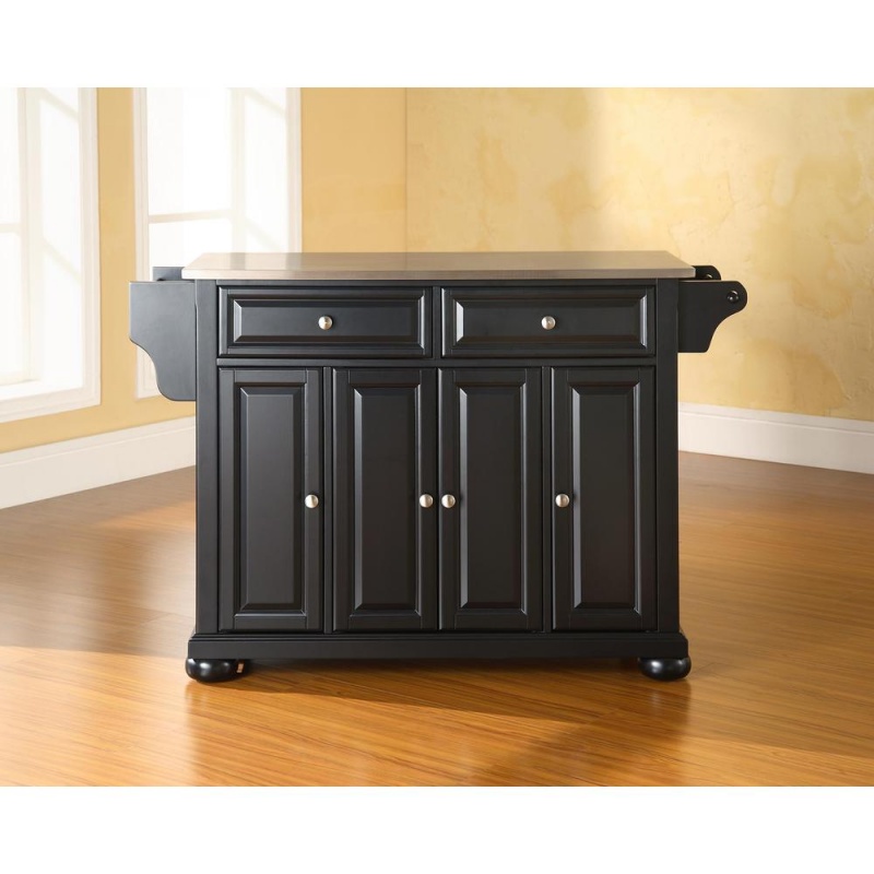 Alexandria Stainless Steel Top Full Size Kitchen Island/Cart Black/Stainless Steel