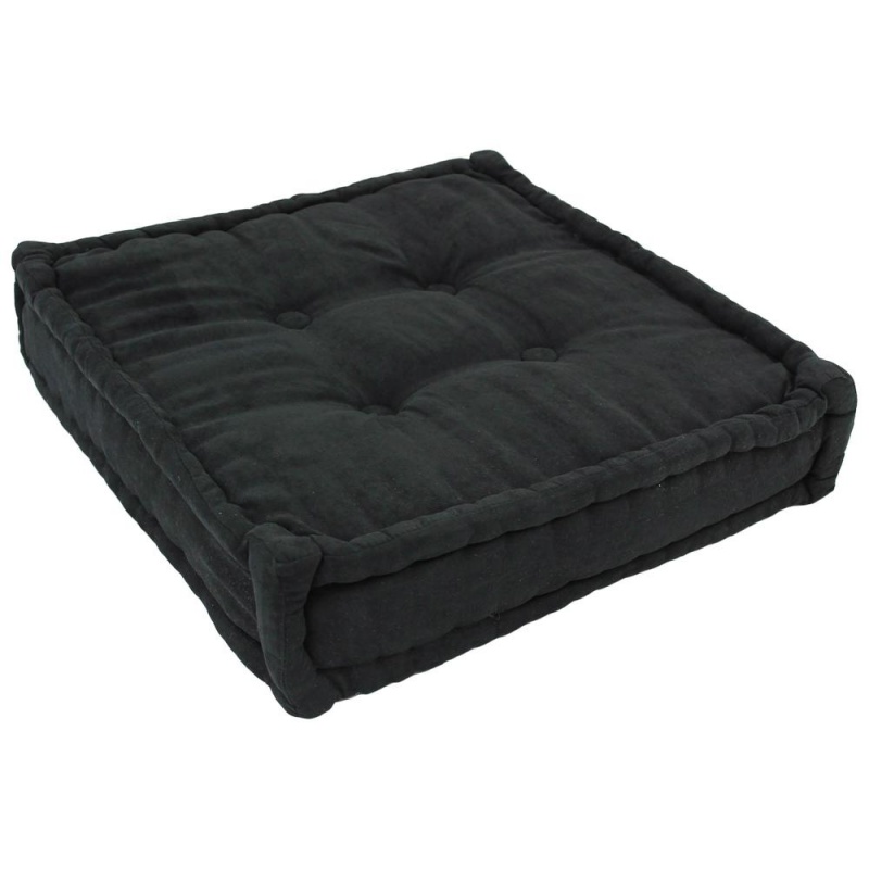 20-Inch Square Corded Floor Pillow With Button Tufts