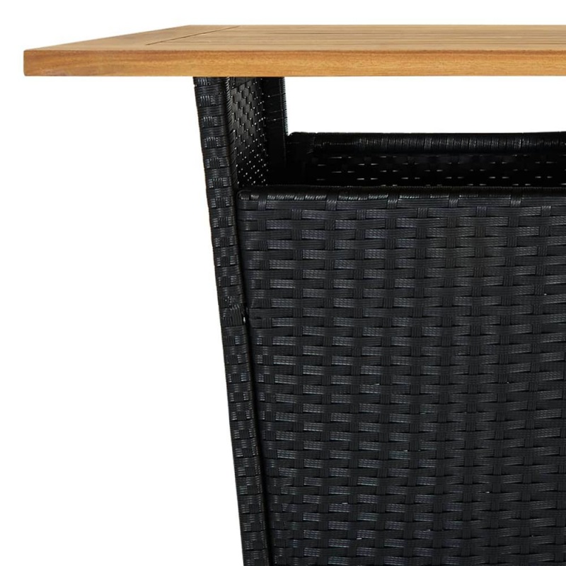 Vidaxl Bar Table Black 23.6"X23.6"X43.3" Poly Rattan And Solid Acacia Wood 3463