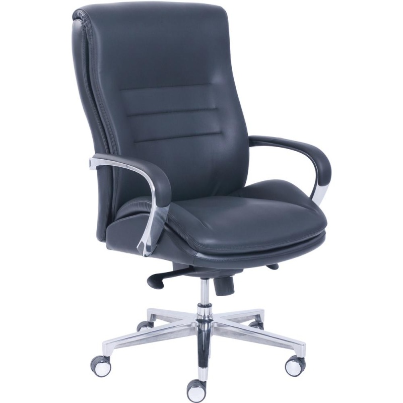 La-Z-Boy Comfortcore Gel Seat Executive Chair - Black Faux Leather Seat - Black Faux Leather Back - High Back - 1 Each