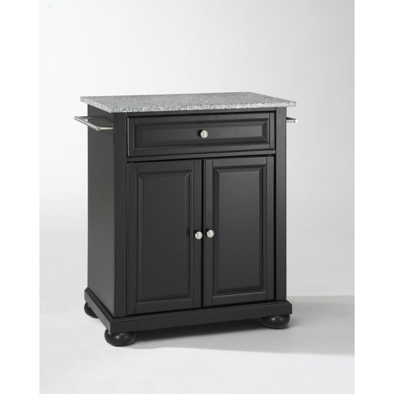 Alexandria Granite Top Portable Kitchen Island/Cart Black/Gray