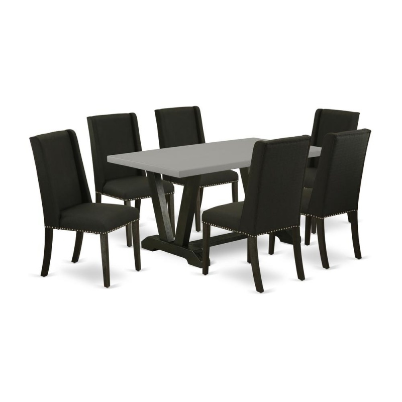 7-Piece Dining Room Table Set with 6 Parson Chairs
