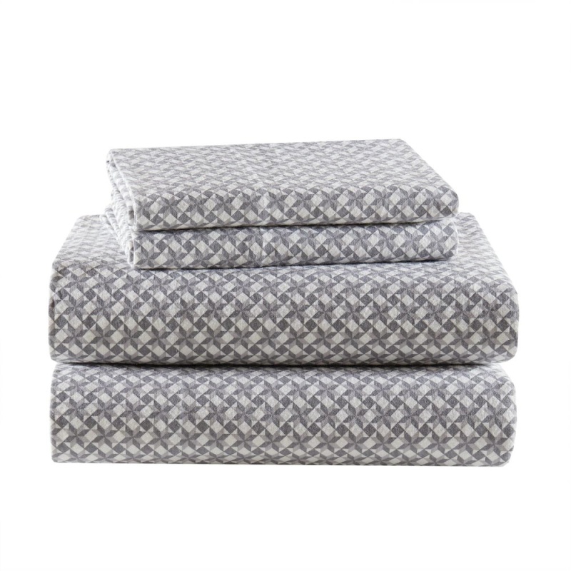 Cozy Flannel 100% Cotton Flannel Printed Sheet Set, Snowflake Color