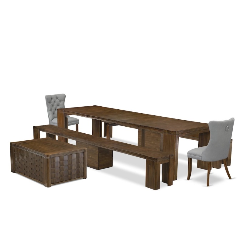 6 Pieces Extendable Dining Set Includes a Rectangle Kitchen Table