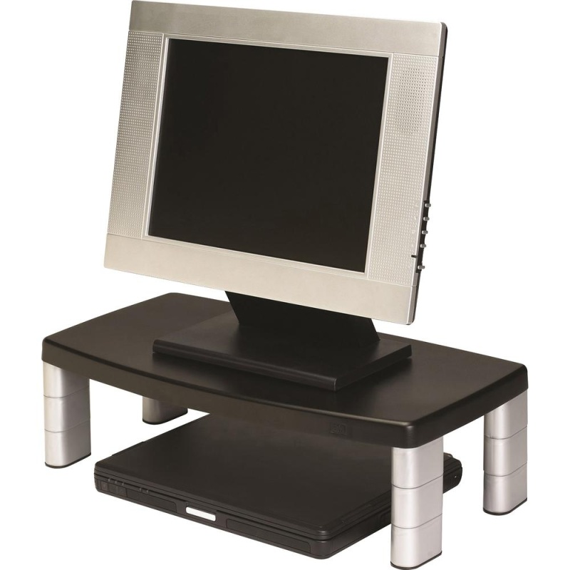 3M Adjustable Monitor Riser Stand - Up To 17" Screen Support - 40 Lb Load Capacity - 6" Height X 18.5" Width X 10" Depth - Black
