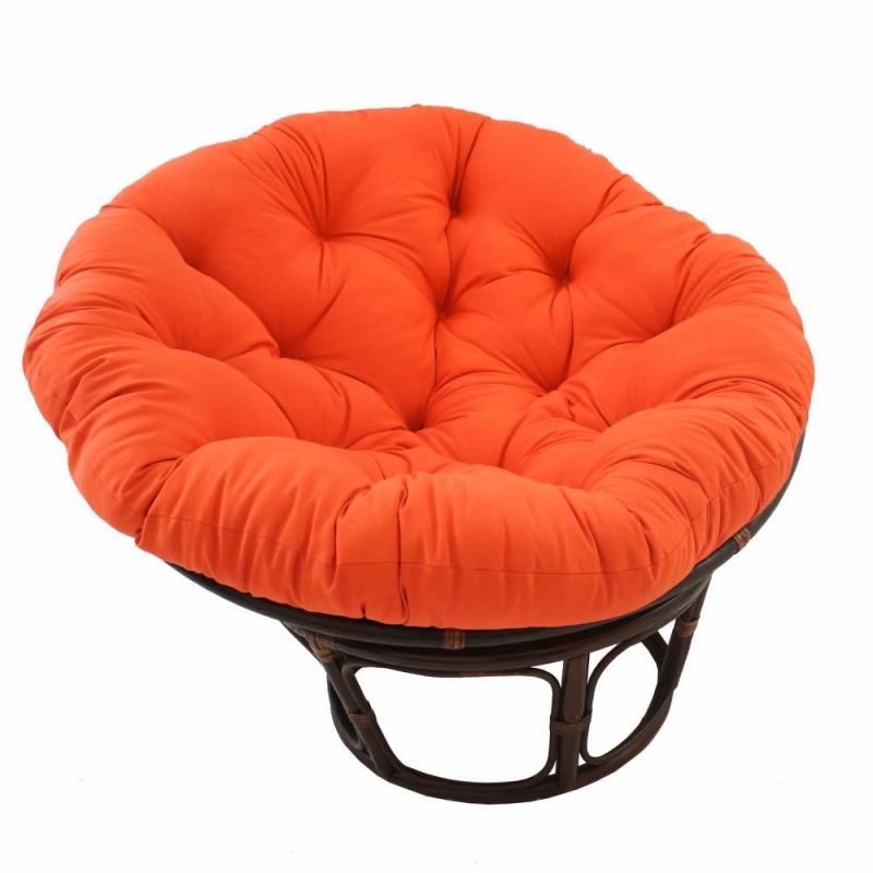 42-Inch Rattan Papasan Chair With Solid Twill Cushion