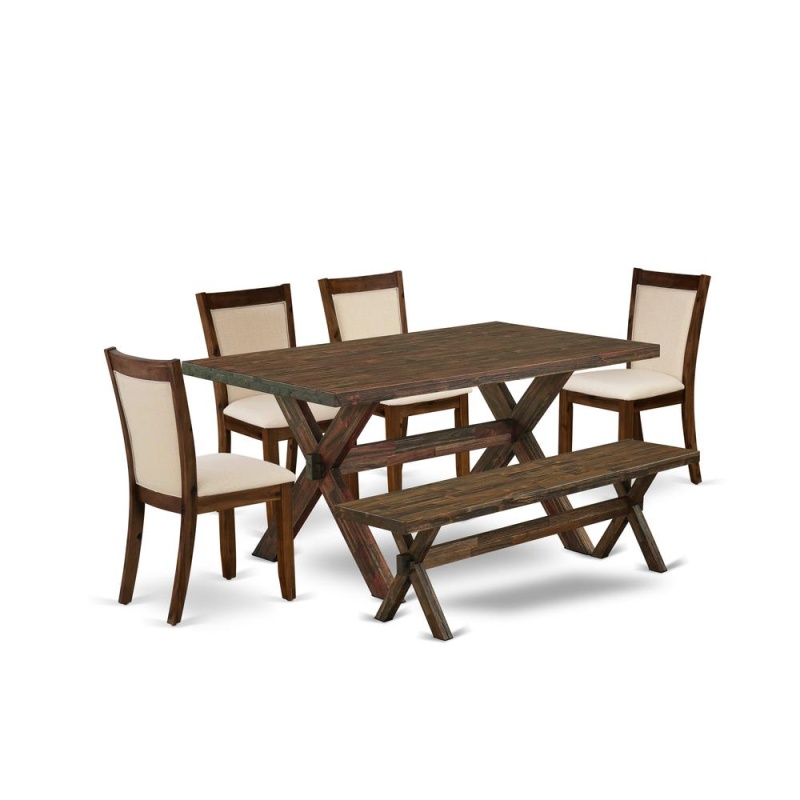 6-Piece Dining Room Set with Rectangular Table and Bench