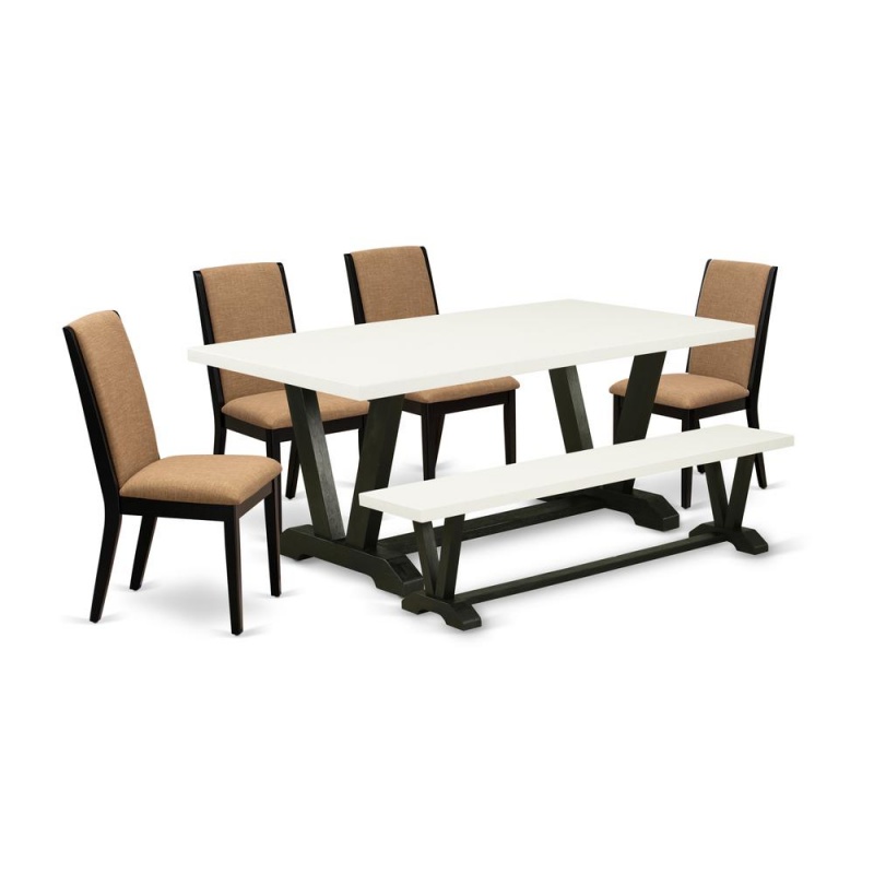 East West Furniture 6-Piece Modern Dining Table Set