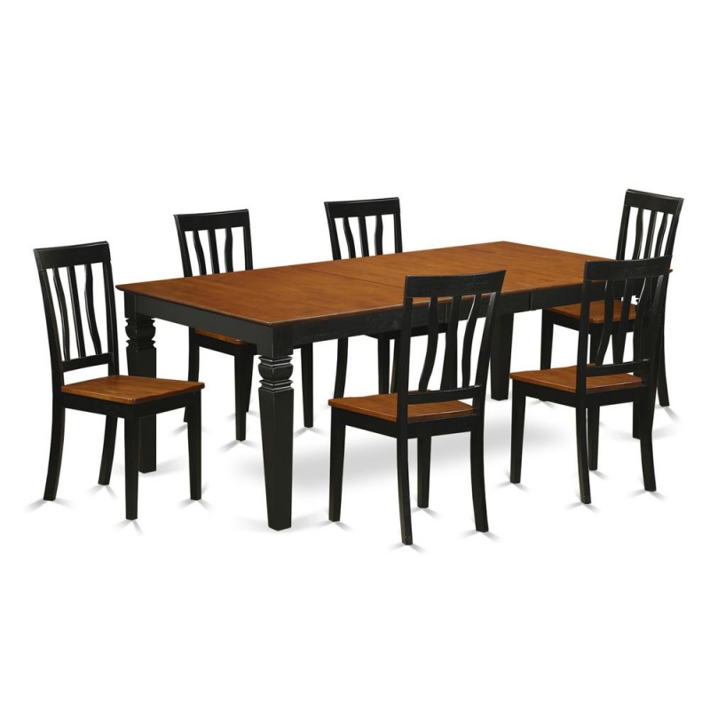 7 Pc Dining Room Set With A Table And 6 Kitchen Chairs In Black And Cherry