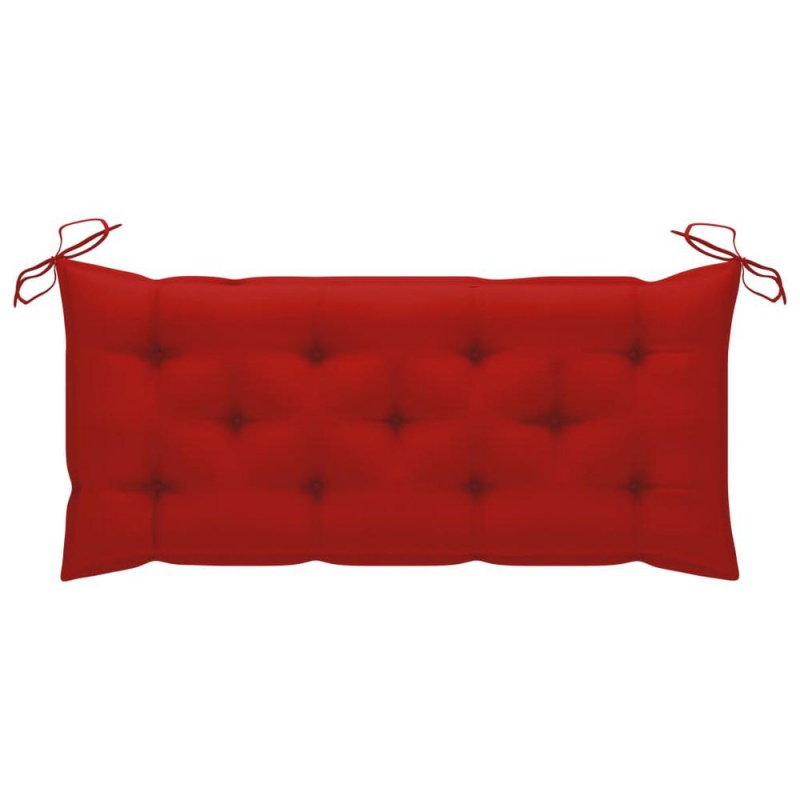 Vidaxl Garden Bench With Red Cushion 47.2" Solid Teak Wood 2832