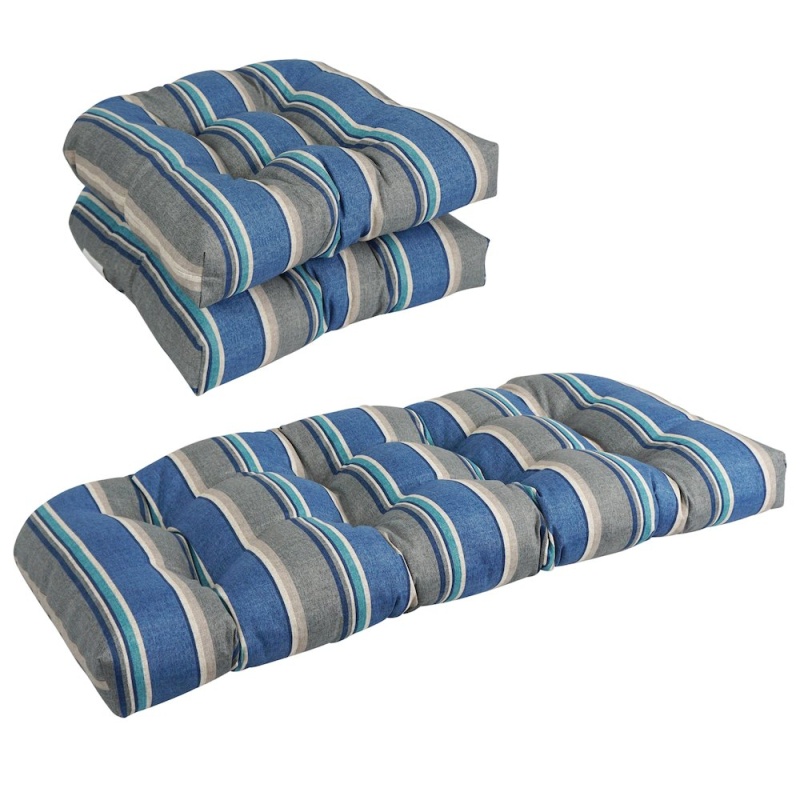 U-Shaped Patterned Tufted Settee Cushion Set