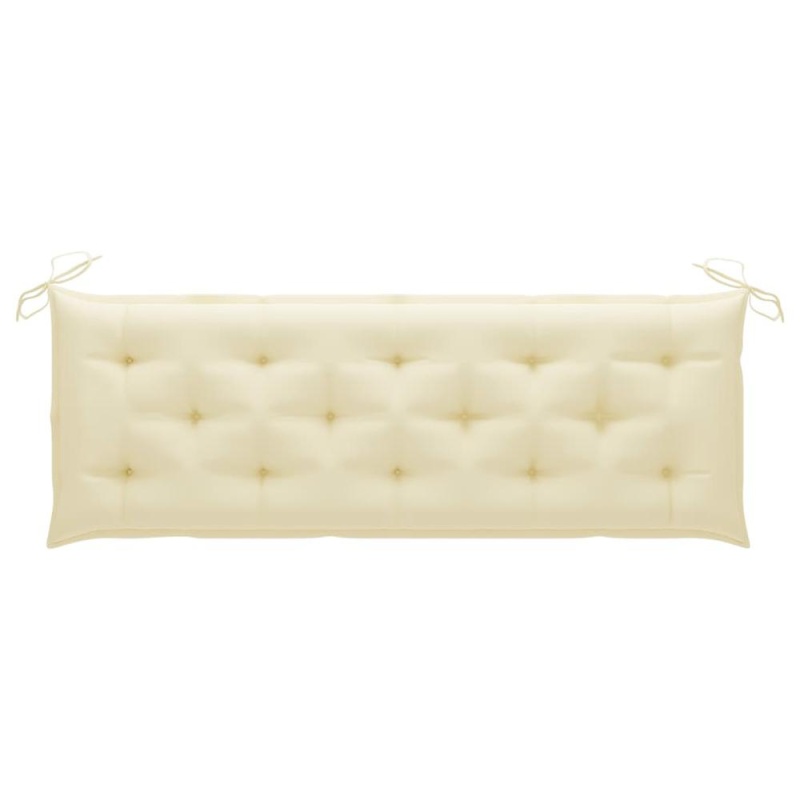 Vidaxl Garden Bench With Cream White Cushion 59.1" Solid Teak Wood 2855