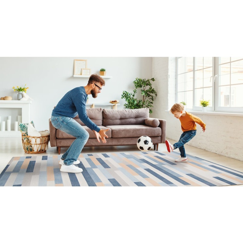 Outdoor Washable Miami Ivory & Blue 7' x 9' Rug