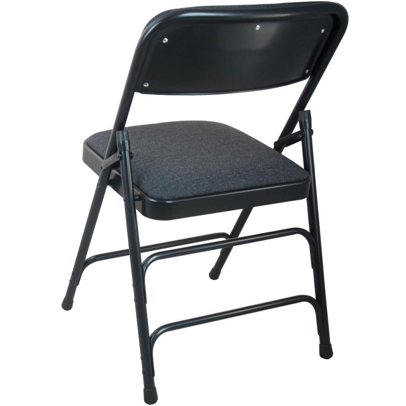 Advantage Black Padded Metal Folding Chair - Black 1-In Fabric Seat