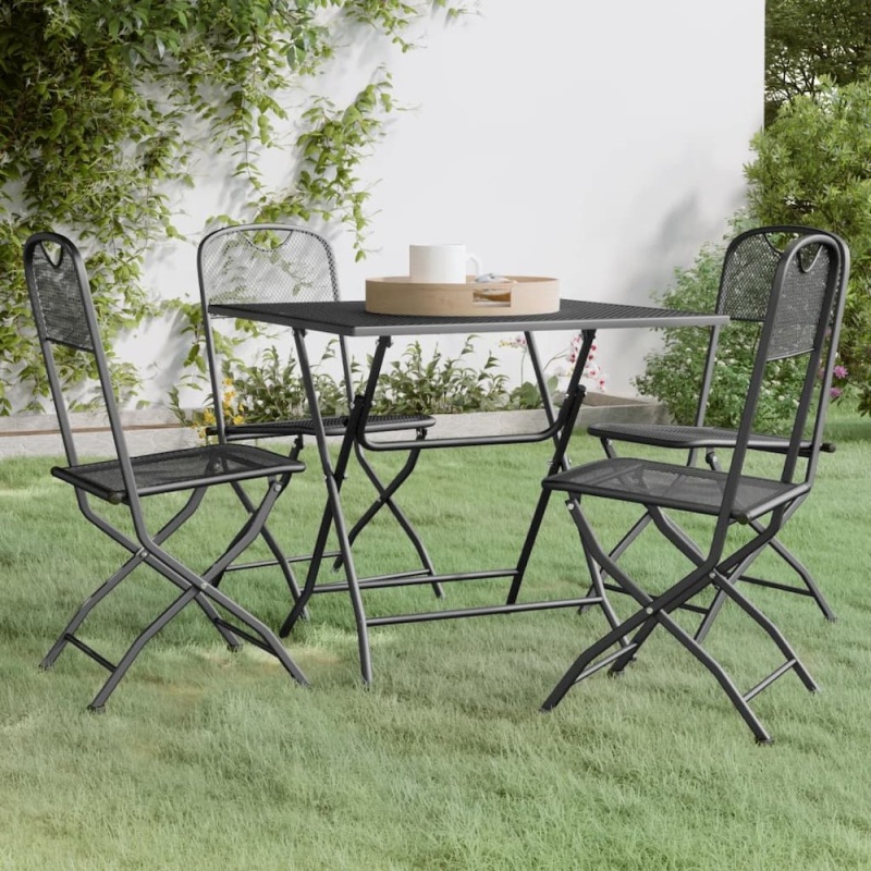 Garden Dining Set Anthracite Expanded Metal Mesh
