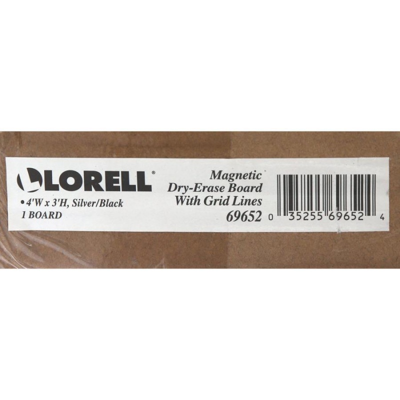 Lorell Magnetic Dry-Erase Grid Lines Marker Board - 48" (4 Ft) Width X 36" (3 Ft) Height - Porcelain Surface - Silver, Ebony Frame - 1 Each