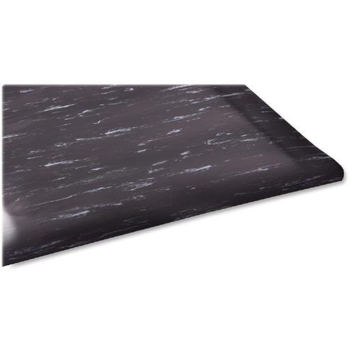 Genuine Joe Marble Top Anti-Fatigue Floor Mats - Office, Bank, Cashier's Station, Industry - 60" Length X 36" Width X 0.500" Thickness - Black Marble - 1Each