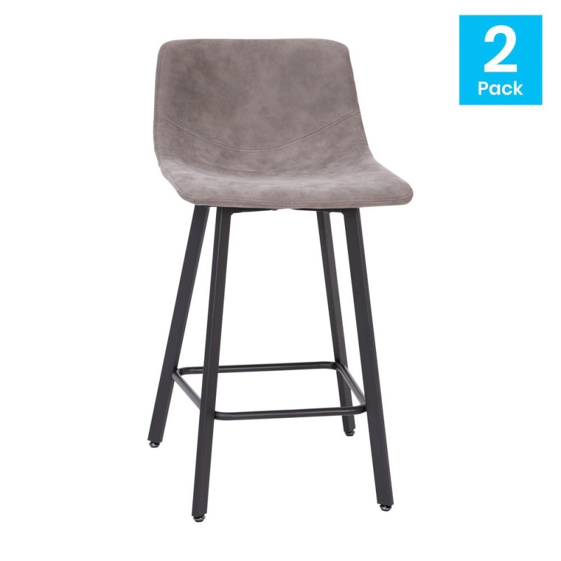 Flash Furniture Armless 24-Inch Counter-Height Stools in Gray, Set of 2