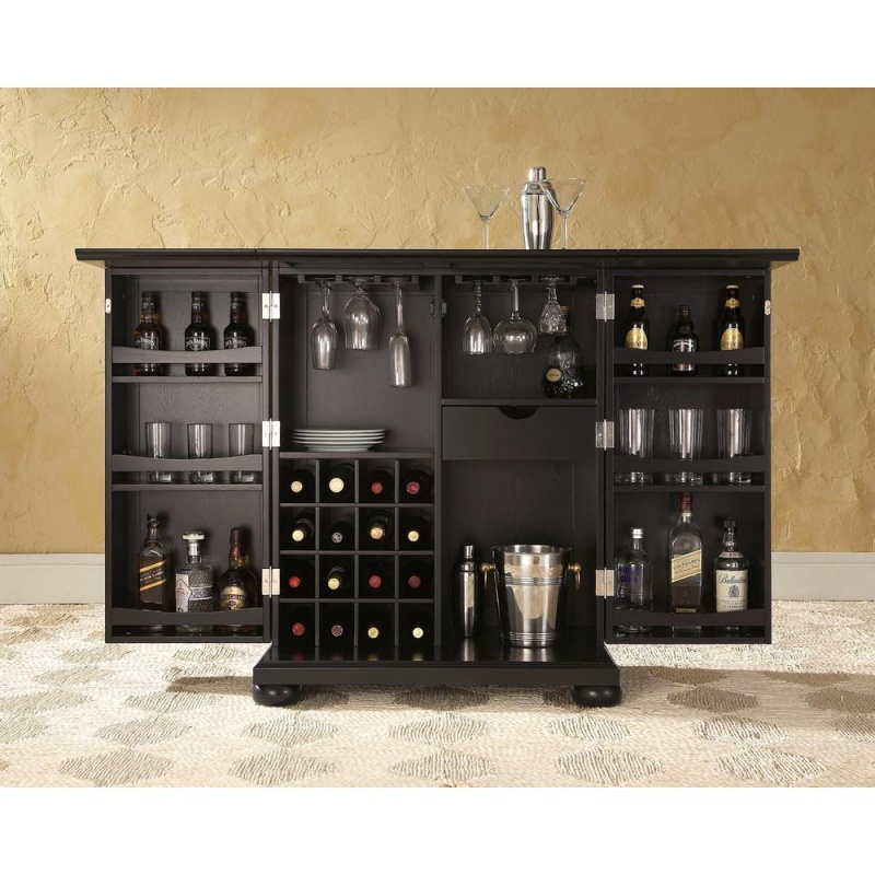 Alexandria Expandable Bar Cabinet Black