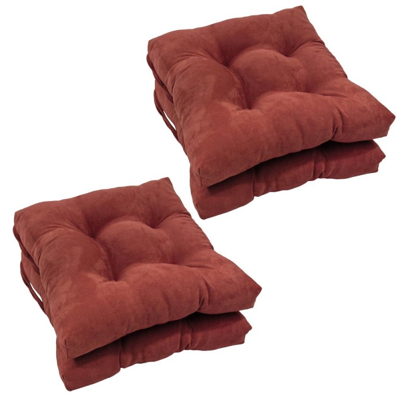 16-Inch Solid Micro Suede Square Tufted Chair Cushions (Set Of 4)