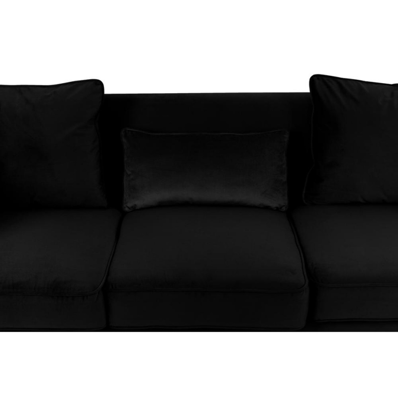 Bayberry Black Velvet Sofa With 3 Pillows