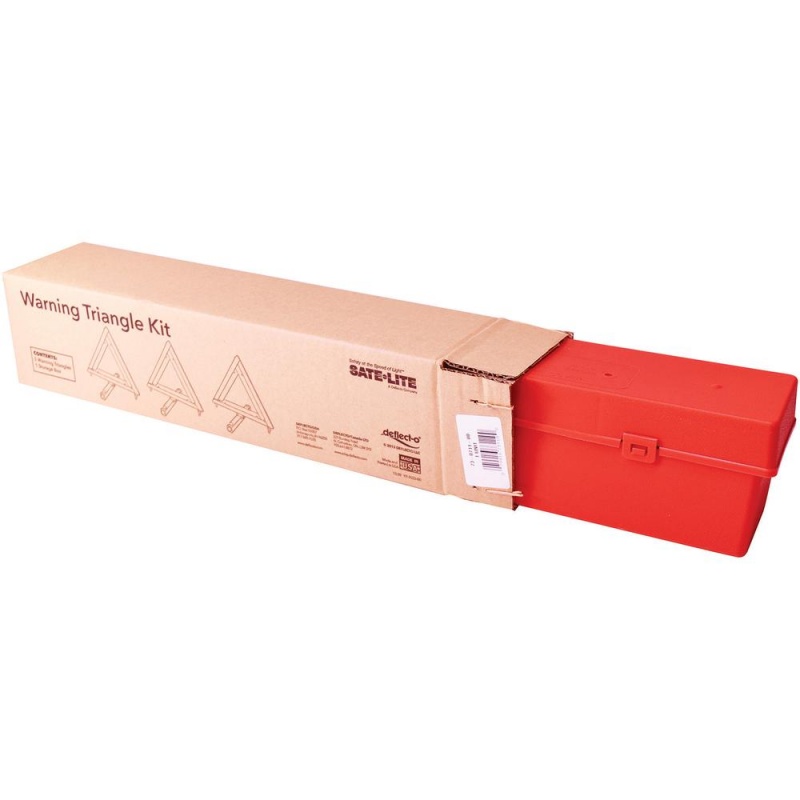 Deflecto Emergency Warning Triangle Kit - 1 Kit - 17.3" Width X 16.5" Height - Triangle Shape - Reflective, Non-Flammable - Orange, Red