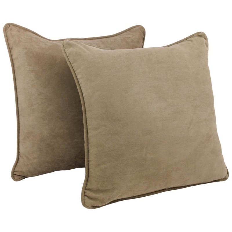 25-Inch Double-Corded Solid Microsuede Square Floor Pillows With Inserts (Set of 2)