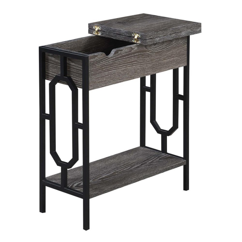 Omega Flip Top End Table With Charging Station