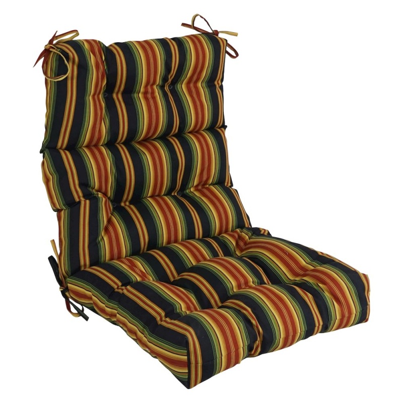 20-Inch By 42-Inch Spun Polyester Patterned Outdoor Tufted Chair Cushion