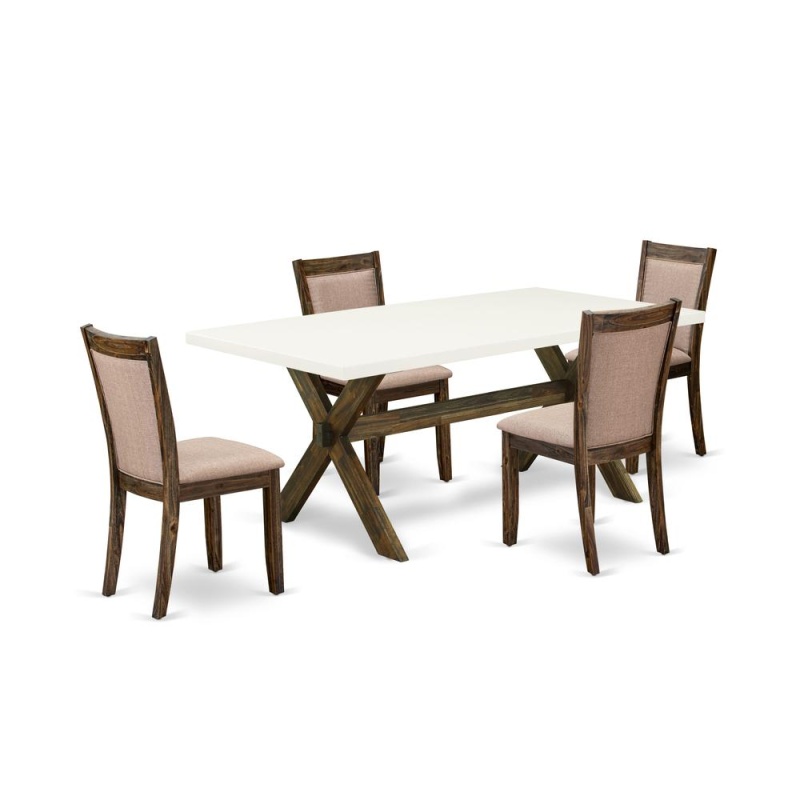 5 Piece Wooden Dinner Table Set with 4 Parson Chairs