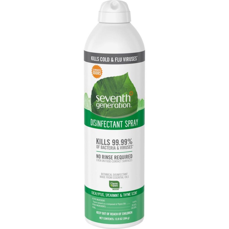 Seventh Generation Disinfectant Cleaner - Spray - 13.9 Fl Oz (0.4 Quart) - Eucalyptus Spearmint & Thyme Scent - 8 / Carton - Clear