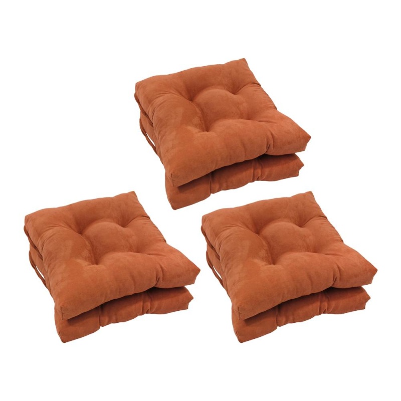 16-Inch Solid Microsuede Square Tufted Chair Cushions (Set of 6)