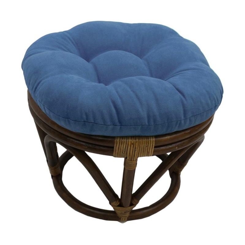 Rattan Ottoman With Micro Suede Cushion