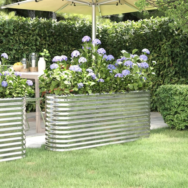 Garden Raised Bed Silver Powder-Coated Steel
