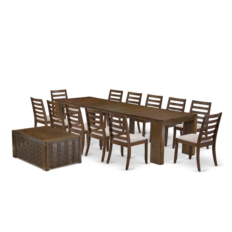14 Pieces Extendable Dining Set Includes 1 Rectangle Kitchen Table