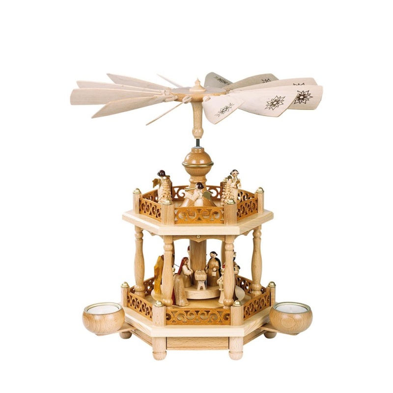 Pyramid - 2 Tiers Nativity Scene And Angel Musicians