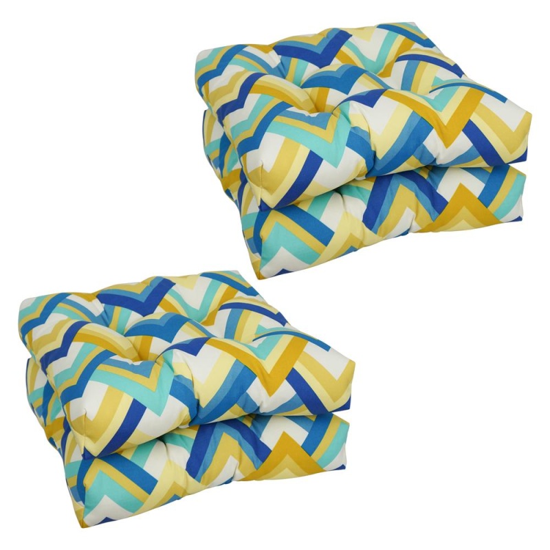 19-Inch Squared Polyester Outdoor Tufted Dining Chair Cushion